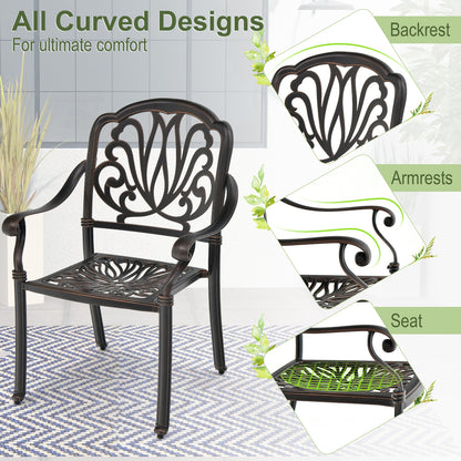 2 Patio Cast Aluminum Dining Chairs, Armrests, Bronze Patio Dining Chairs at Gallery Canada
