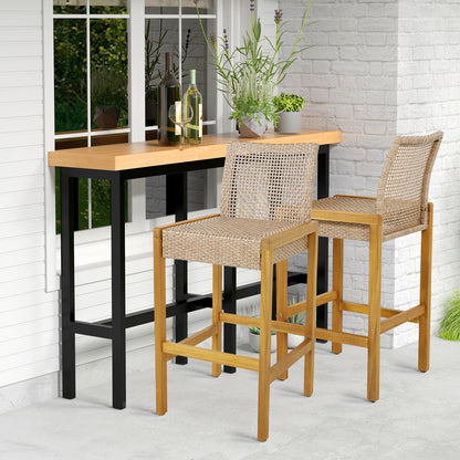 Rattan Patio Barstools, Set of 2, With Backrest, Light Brown Patio Dining Chairs at Gallery Canada