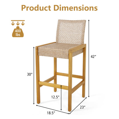 Rattan Patio Barstools, Set of 2, With Backrest, Light Brown Patio Dining Chairs at Gallery Canada