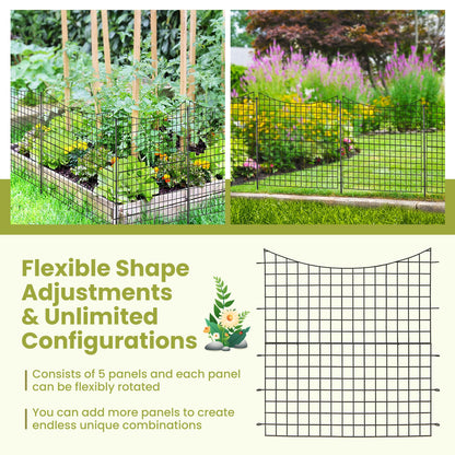 Decorative Garden Fence, 5 Panels, 5 Stakes, Black Decorative Fencing & Flooring at Gallery Canada