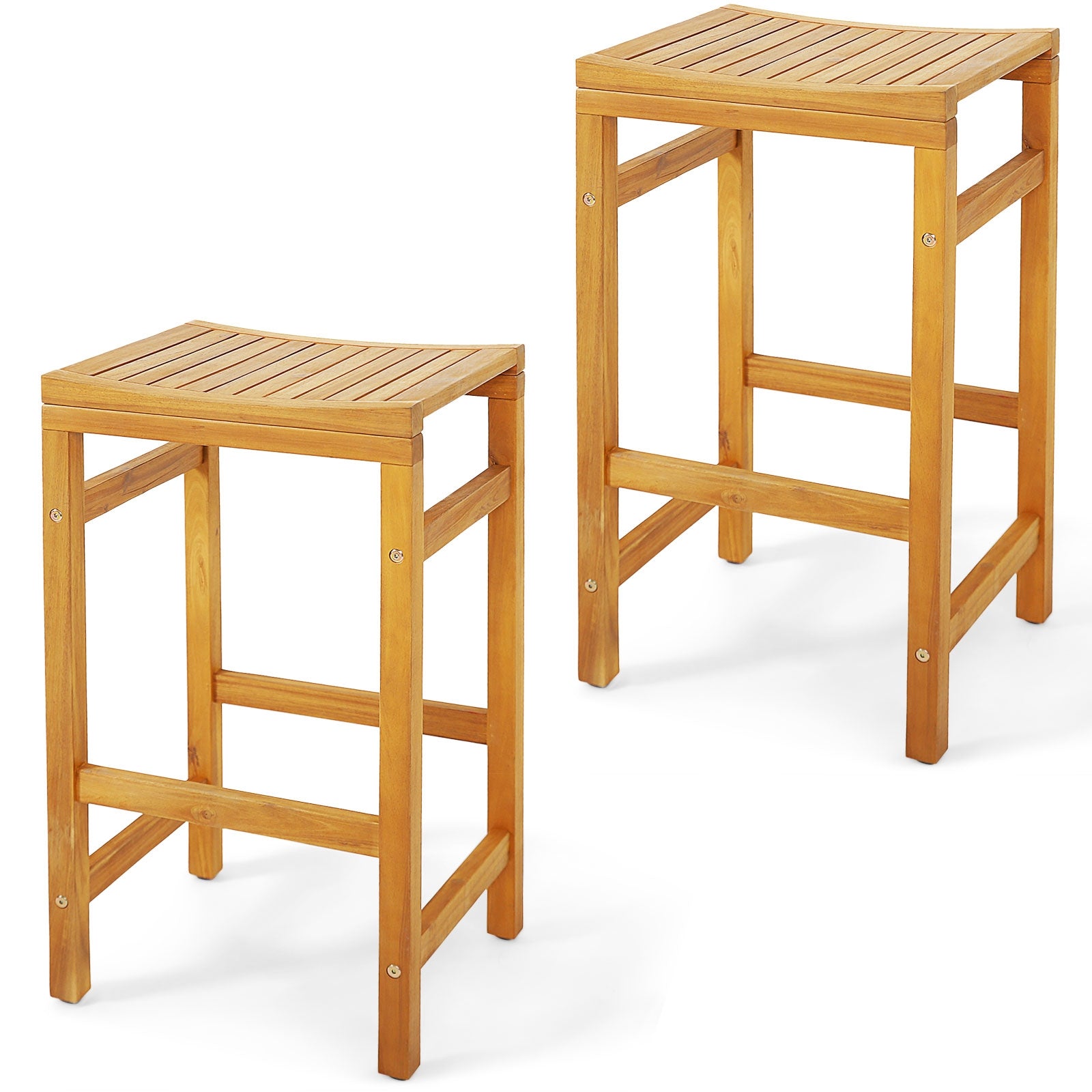 30-Inch Bar Chair, Saddle Seat, Footrest, Set of 2, Natural Patio Dining Chairs at Gallery Canada