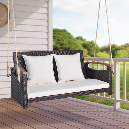 2-Person Patio Rattan Porch Swing, Brown Porch Swings at Gallery Canada