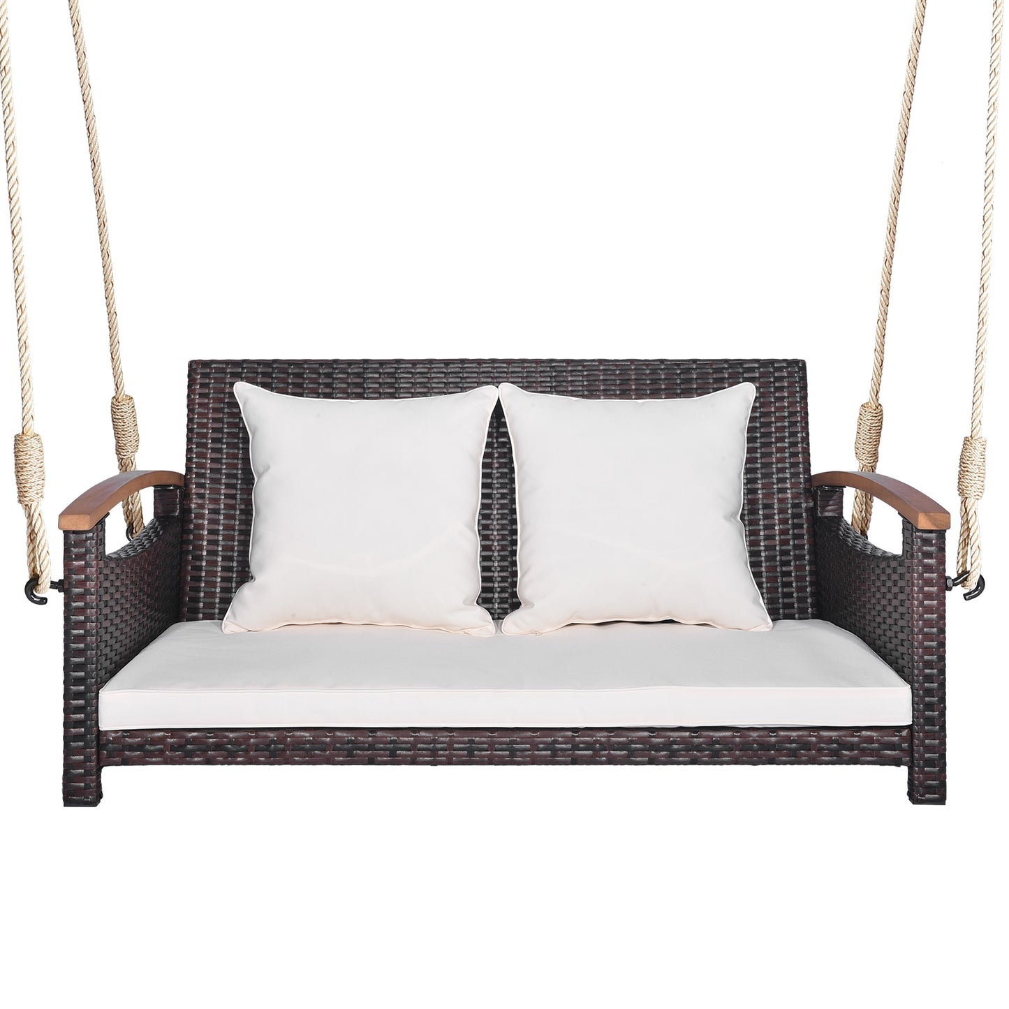 2-Person Patio Rattan Porch Swing, Brown Porch Swings at Gallery Canada
