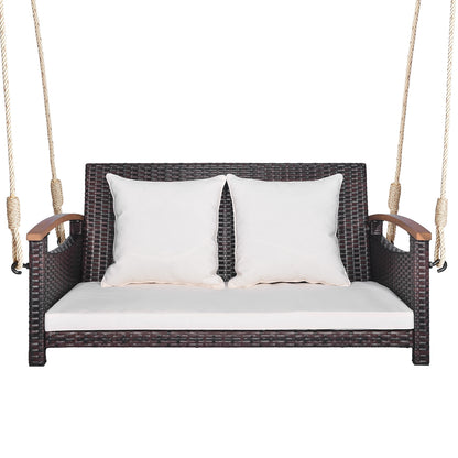 2-Person Patio Rattan Porch Swing, Brown Porch Swings at Gallery Canada