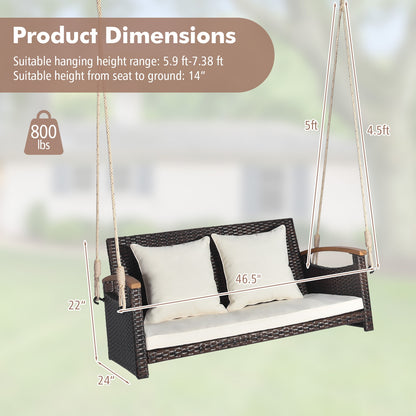 2-Person Patio Rattan Porch Swing, Brown Porch Swings at Gallery Canada