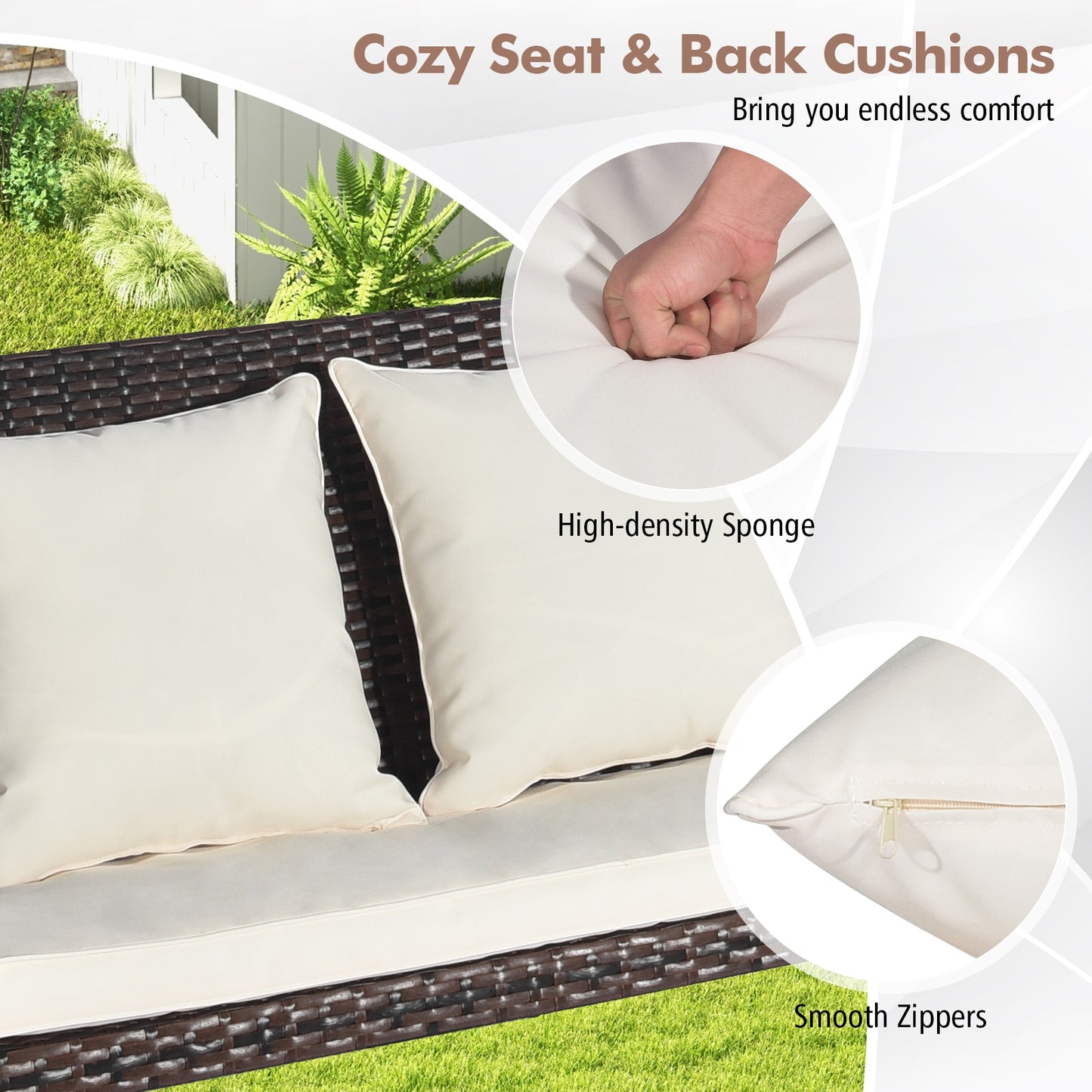 2-Person Patio Rattan Porch Swing, Brown Porch Swings at Gallery Canada