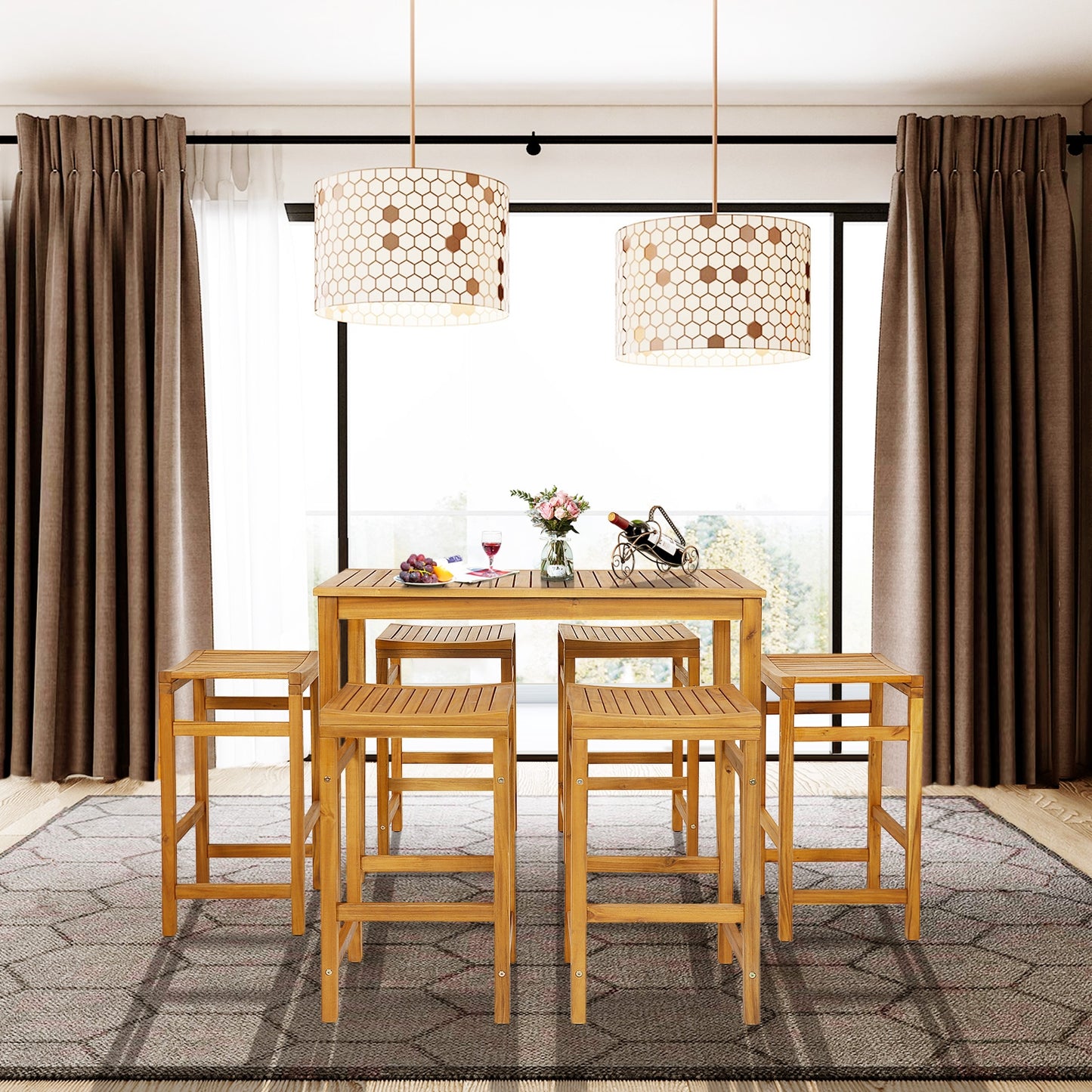 Rectangular Bar Height Table, Indoor Outdoor Garden, Natural Patio Coffee Tables at Gallery Canada