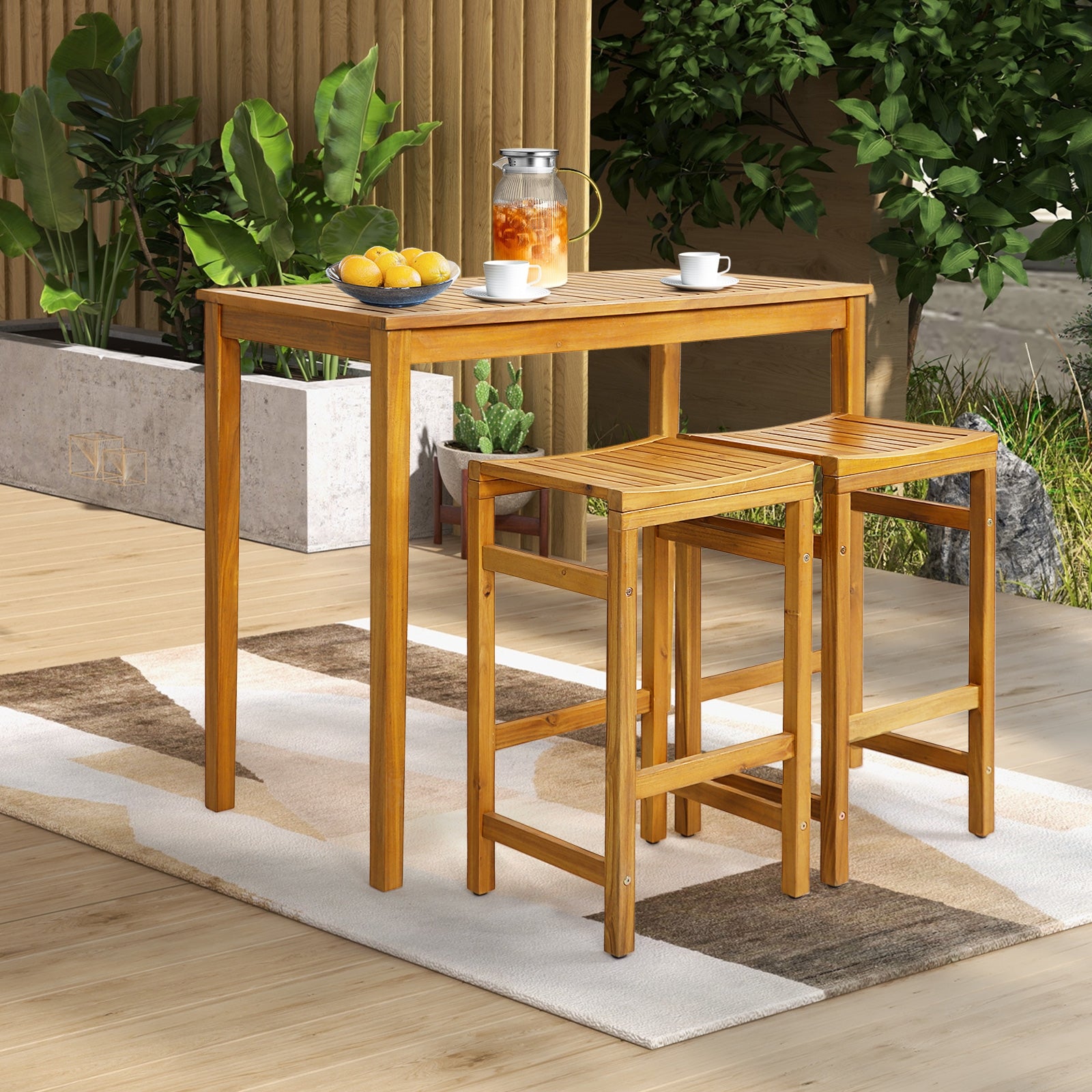 Rectangular Bar Height Table, Indoor Outdoor Garden, Natural Patio Coffee Tables at Gallery Canada