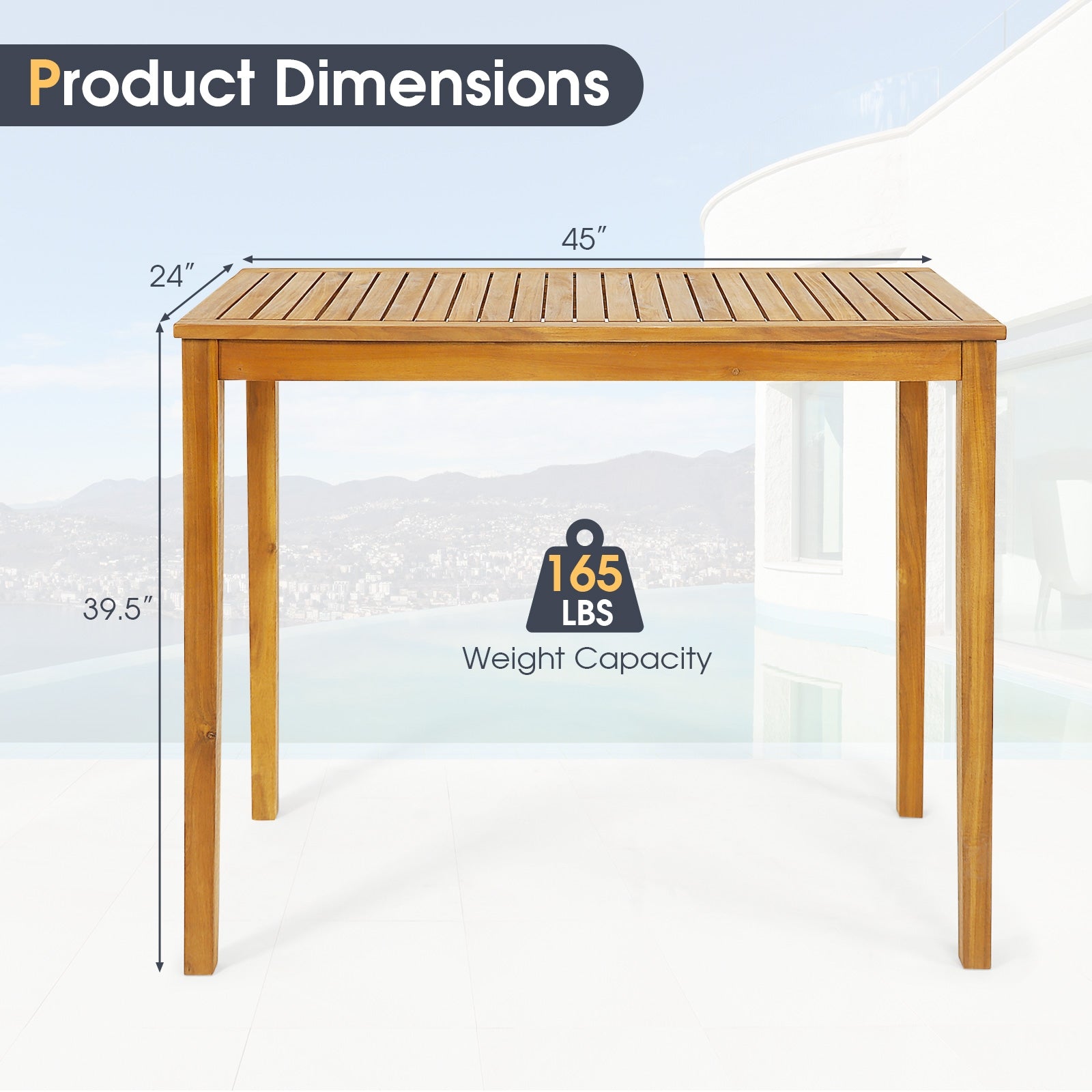 Rectangular Bar Height Table, Indoor Outdoor Garden, Natural Patio Coffee Tables at Gallery Canada