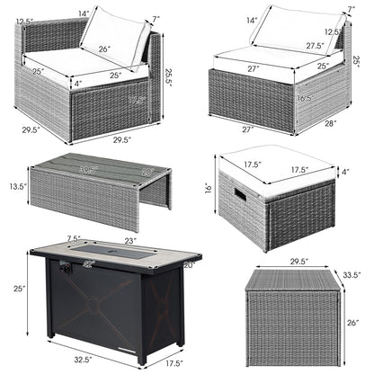 9 Piece Patio Furniture Set, 42 Inch 60000 BTU Fire Pit, White Patio Furniture Sets at Gallery Canada