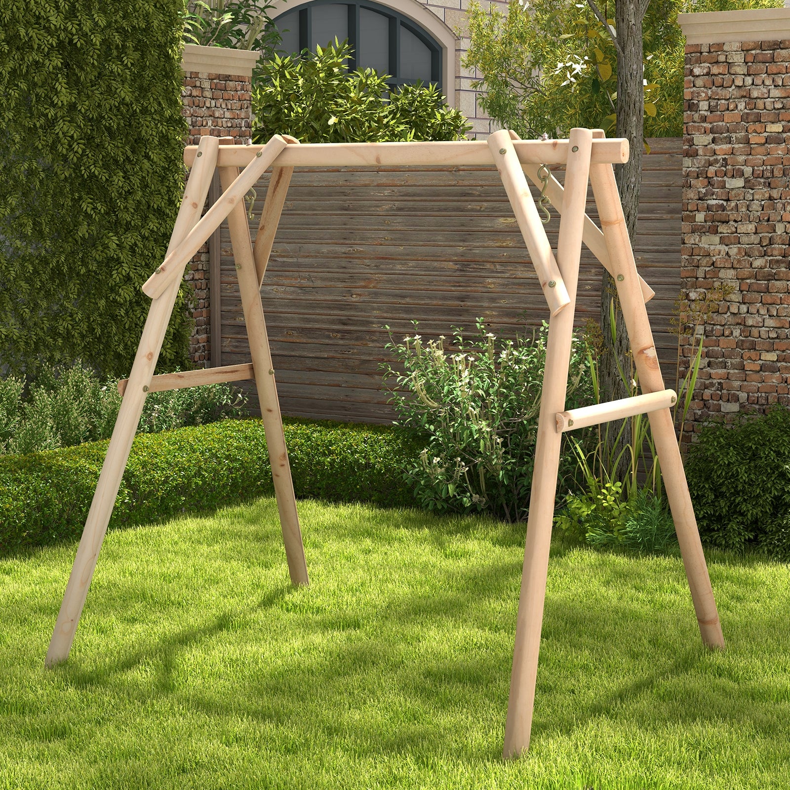 Heavy Duty Wooden Swing Frame, Reinforced Bars, Natural Porch Swings at Gallery Canada