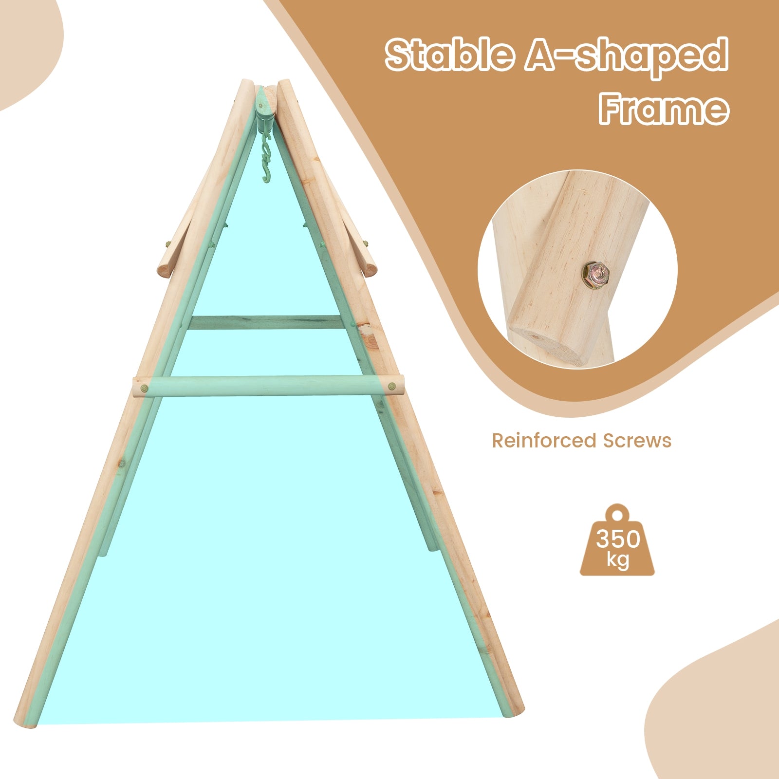 Heavy Duty Wooden Swing Frame, Reinforced Bars, Natural Porch Swings at Gallery Canada