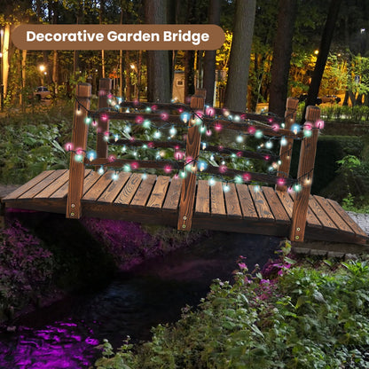 5 Feet Wooden Garden Bridge, With Safety Rails, Brown Outdoor Decor at Gallery Canada