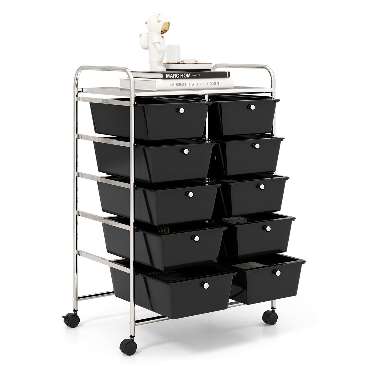 10-Drawer Rolling Storage Cart, Black File Cabinets at Gallery Canada