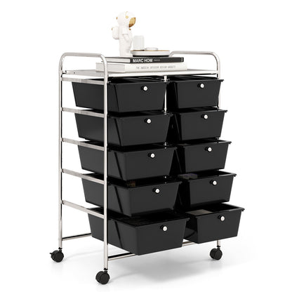 10-Drawer Rolling Storage Cart, Black File Cabinets at Gallery Canada
