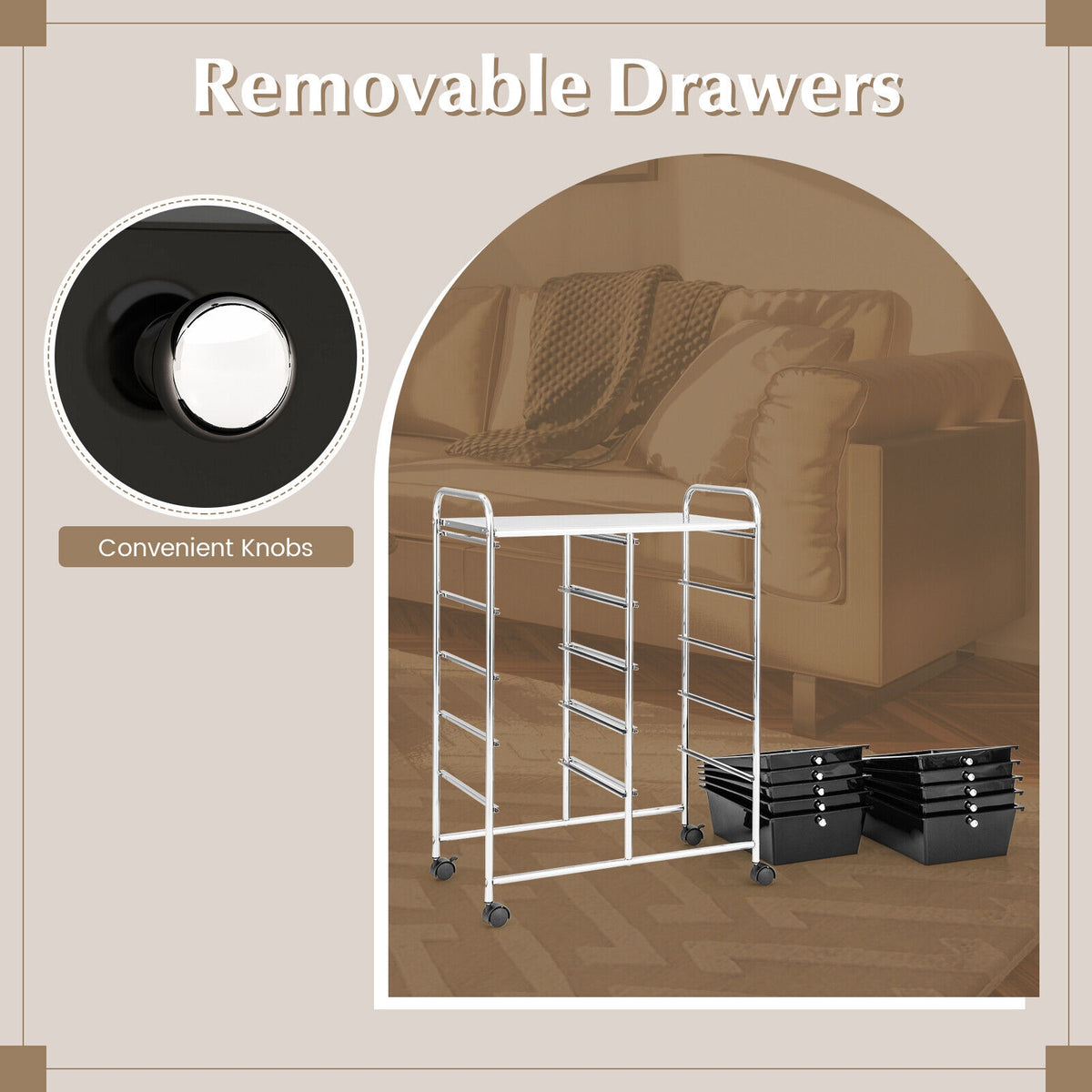 10-Drawer Rolling Storage Cart, Black File Cabinets at Gallery Canada