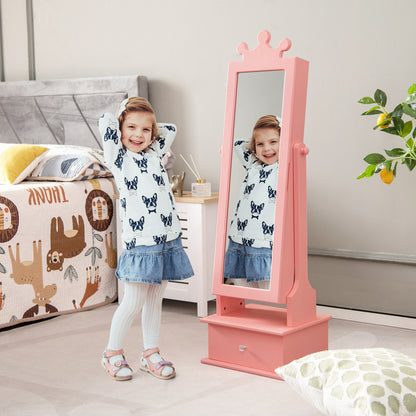 2-in-1 Kids Play Jewelry Armoire With Full Length Mirror, Pink Kids Vanities at Gallery Canada