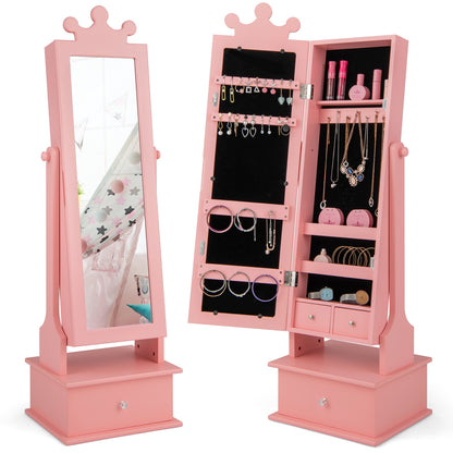 2-in-1 Kids Play Jewelry Armoire With Full Length Mirror, Pink Kids Vanities at Gallery Canada