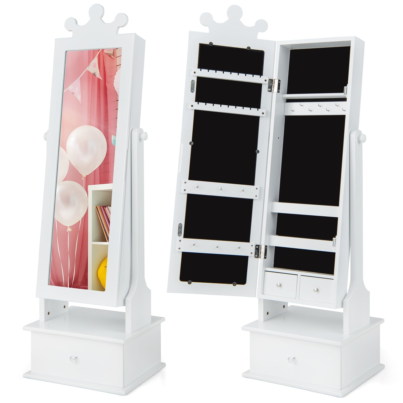 2-In-1 Kids Play Jewelry Armoire, Full Length Mirror, Drawers, White Kids Vanities at Gallery Canada