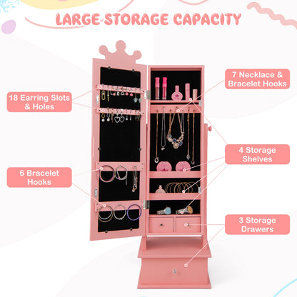 2-in-1 Kids Play Jewelry Armoire With Full Length Mirror, Pink Kids Vanities at Gallery Canada