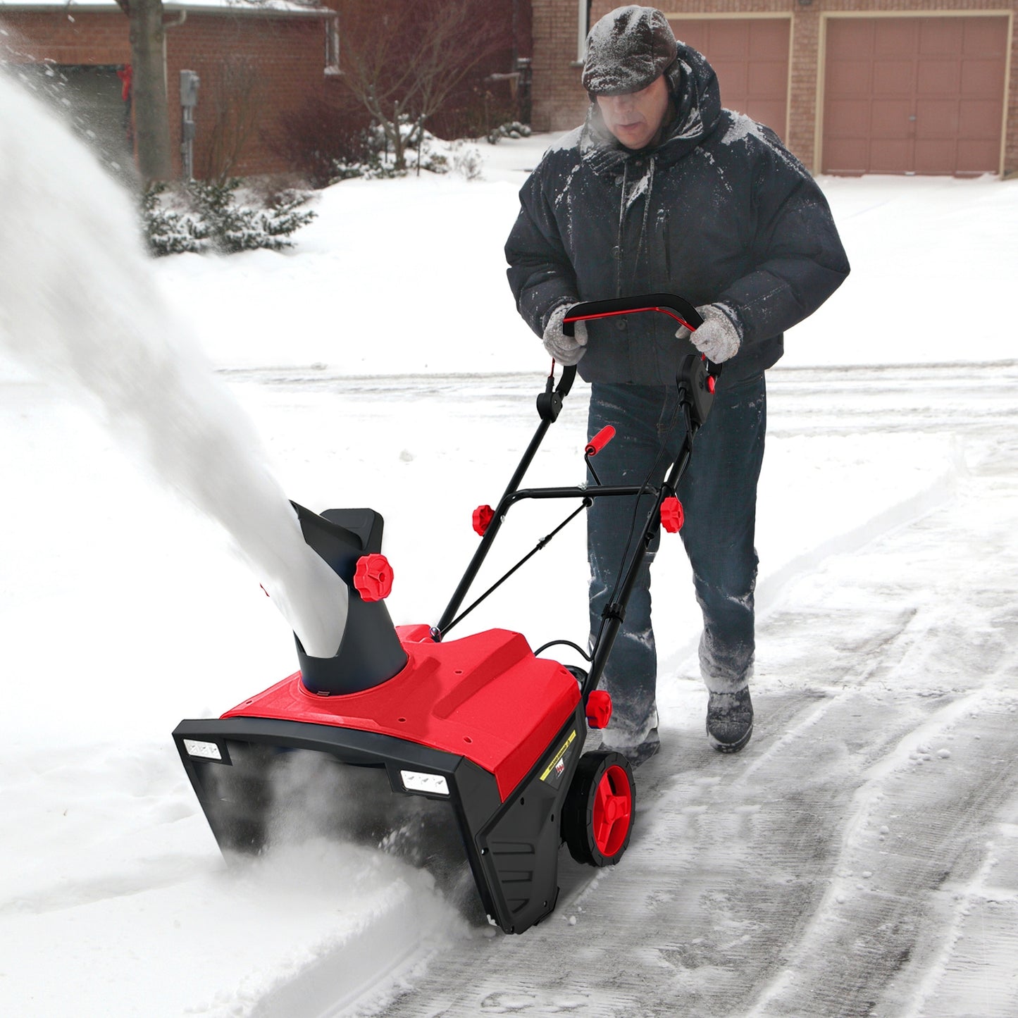 20 Inch Electric Snow Thrower, 120V 15Amp, 180° Rotatable Chute, Red Snow Removal at Gallery Canada