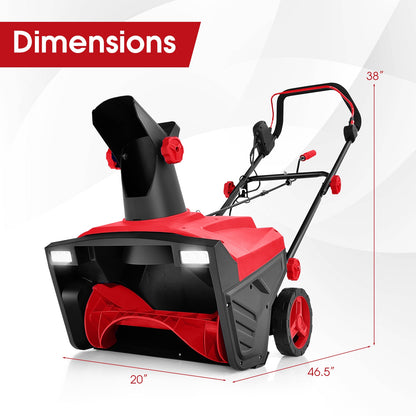 20 Inch Electric Snow Thrower, 120V 15Amp, 180° Rotatable Chute, Red Snow Removal at Gallery Canada