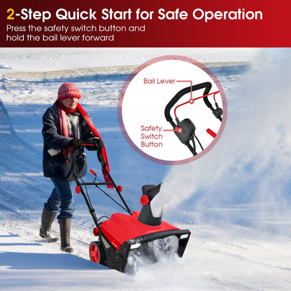 20 Inch Electric Snow Thrower, 120V 15Amp, 180° Rotatable Chute, Red Snow Removal at Gallery Canada