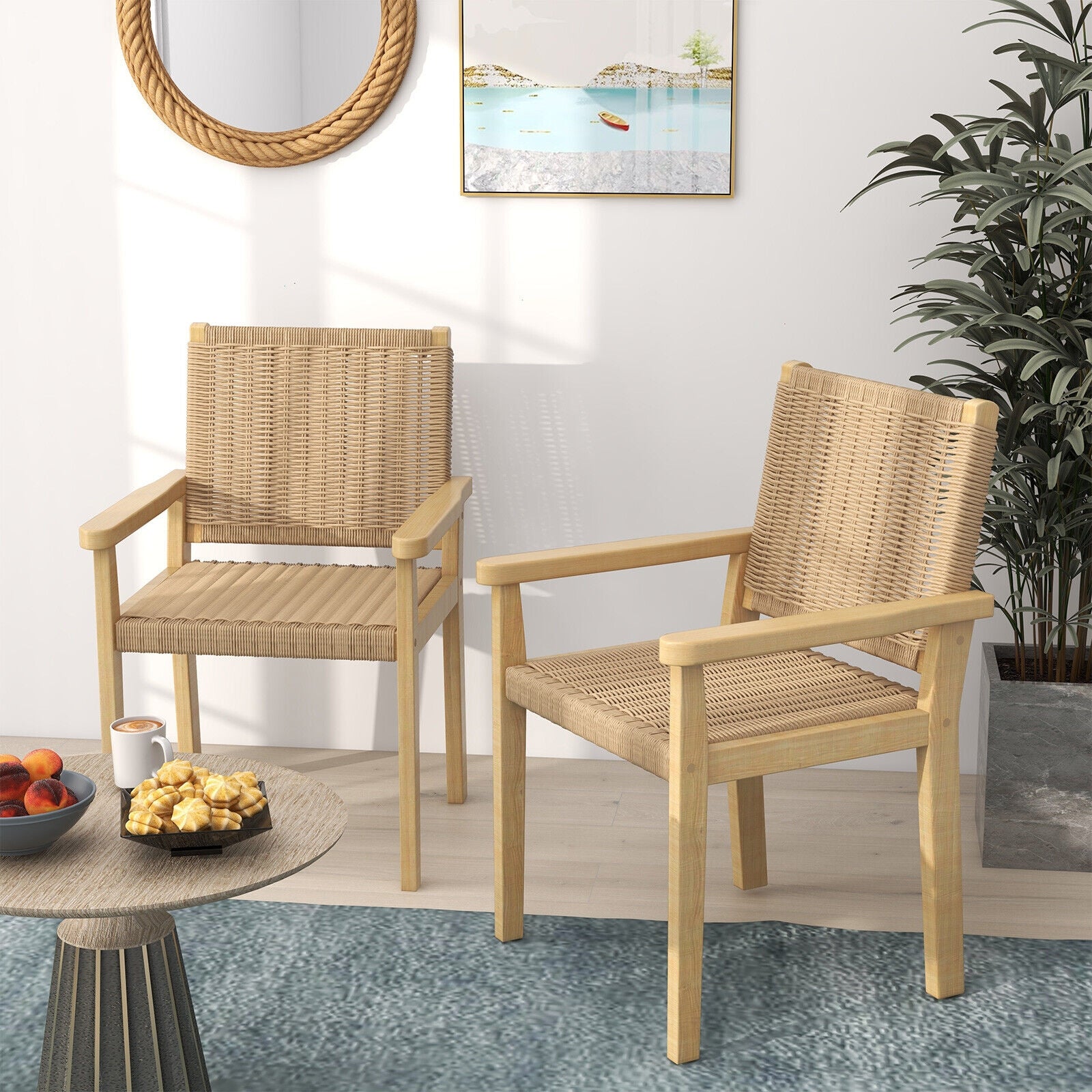 Wood Chair Set Of 2, Indoor Outdoor, Natural Patio Dining Chairs at Gallery Canada