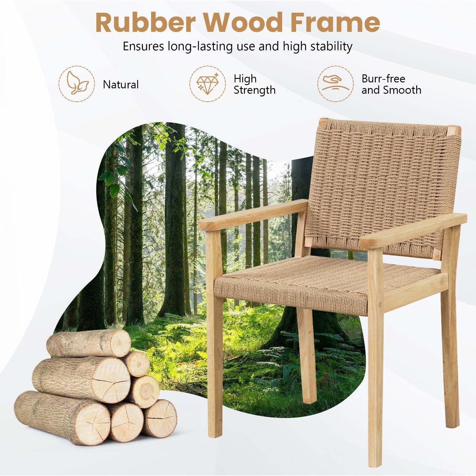 Wood Chair Set Of 2, Indoor Outdoor, Natural Patio Dining Chairs at Gallery Canada
