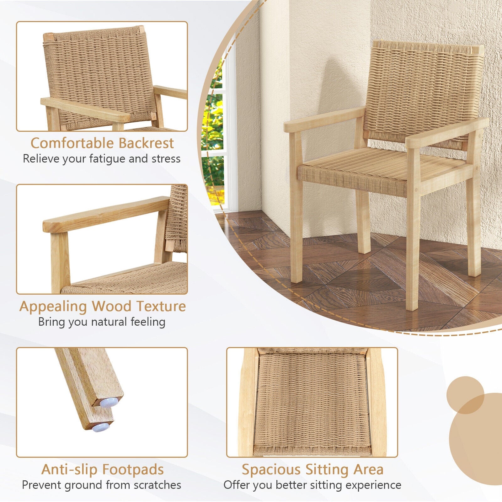 Wood Chair Set Of 2, Indoor Outdoor, Natural Patio Dining Chairs at Gallery Canada