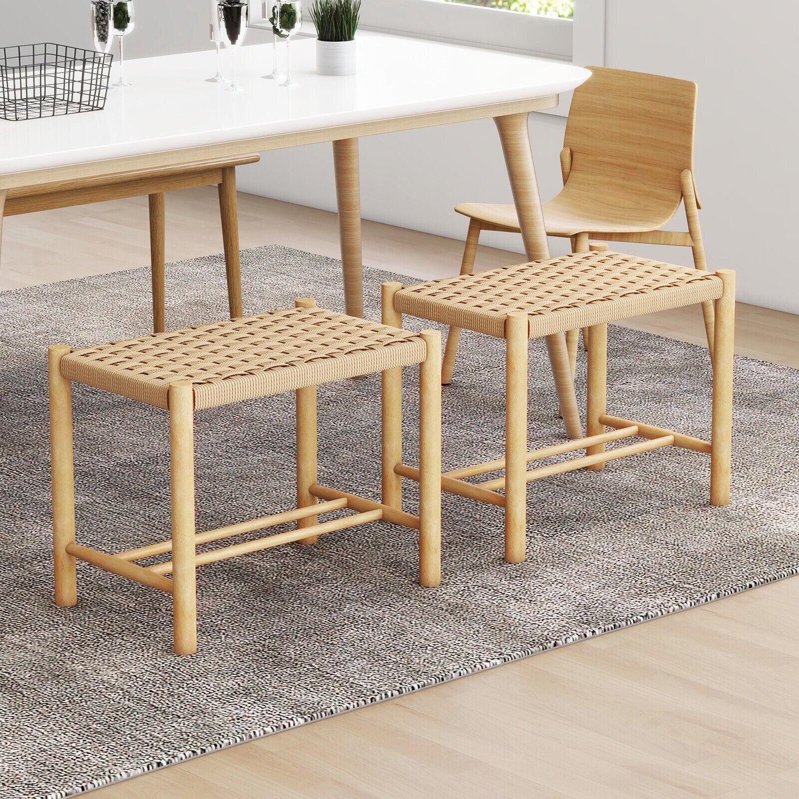 18 Inch Dining Stool Set, Natural, 2-Piece Bar Stools at Gallery Canada