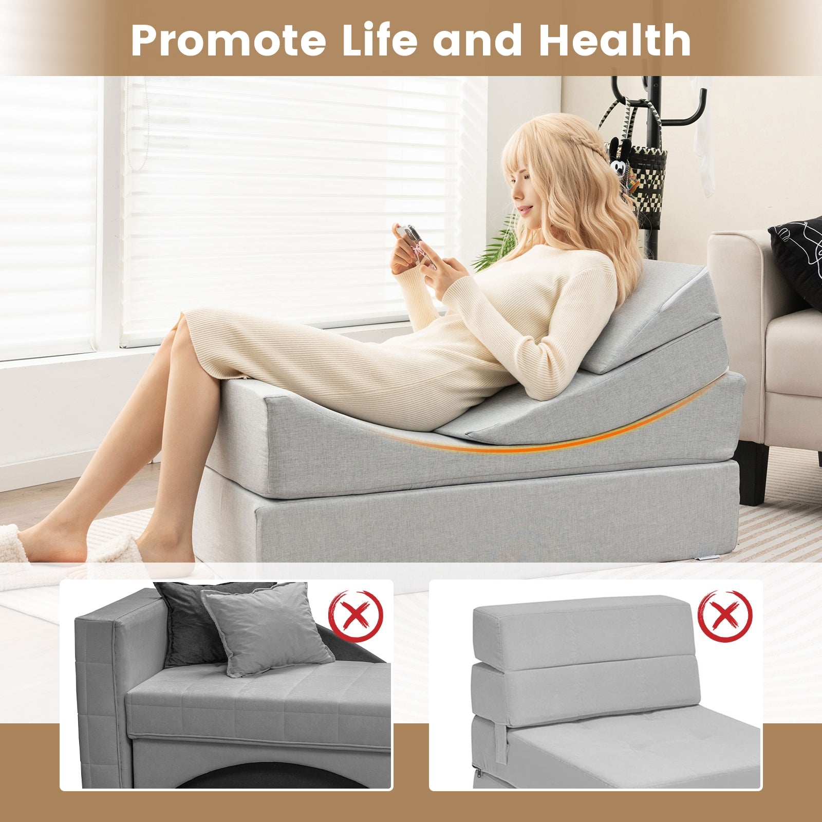 4-in-1 Convertible Folding Sofa Bed, High-Density Foam, Gray Bedding at Gallery Canada