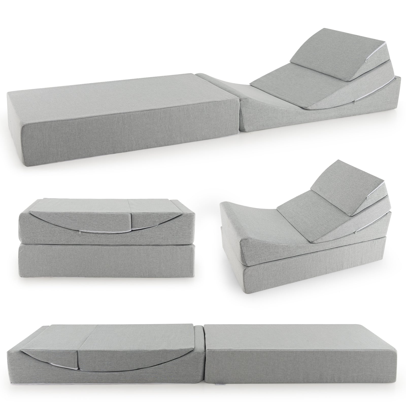 4-in-1 Convertible Folding Sofa Bed, High-Density Foam, Gray Bedding at Gallery Canada