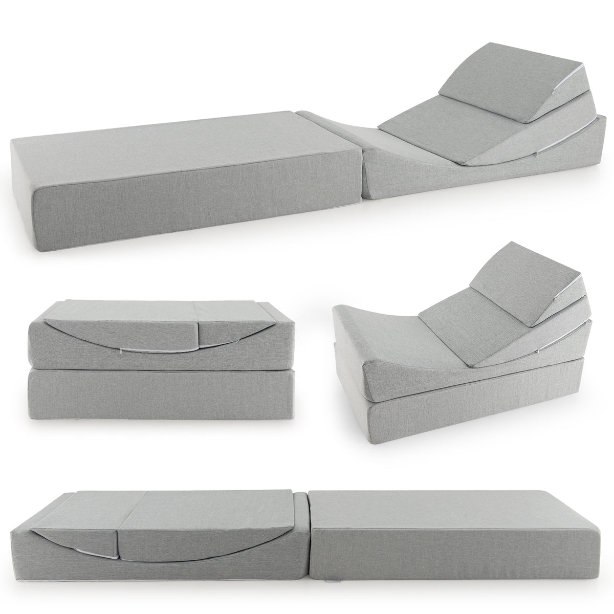 4-in-1 Convertible Folding Sofa Bed, High-Density Foam, Gray Bedding at Gallery Canada
