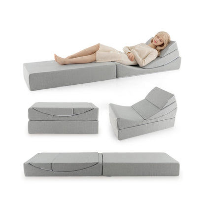 4-in-1 Convertible Folding Sofa Bed, High-Density Foam, Gray Bedding at Gallery Canada