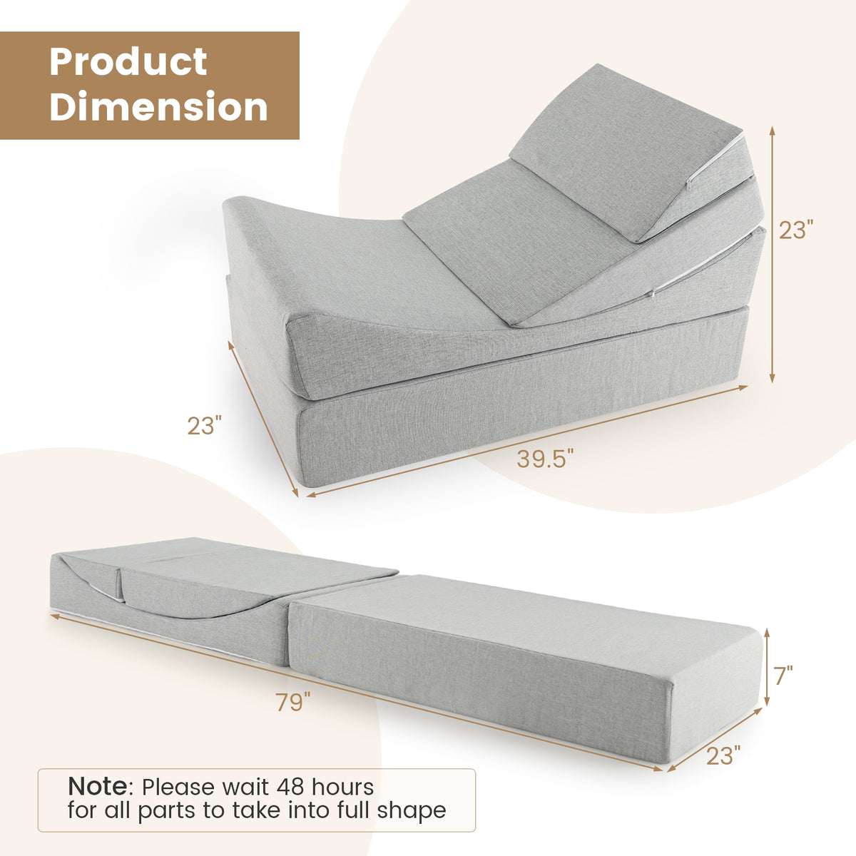 4-in-1 Convertible Folding Sofa Bed, High-Density Foam, Gray Bedding at Gallery Canada