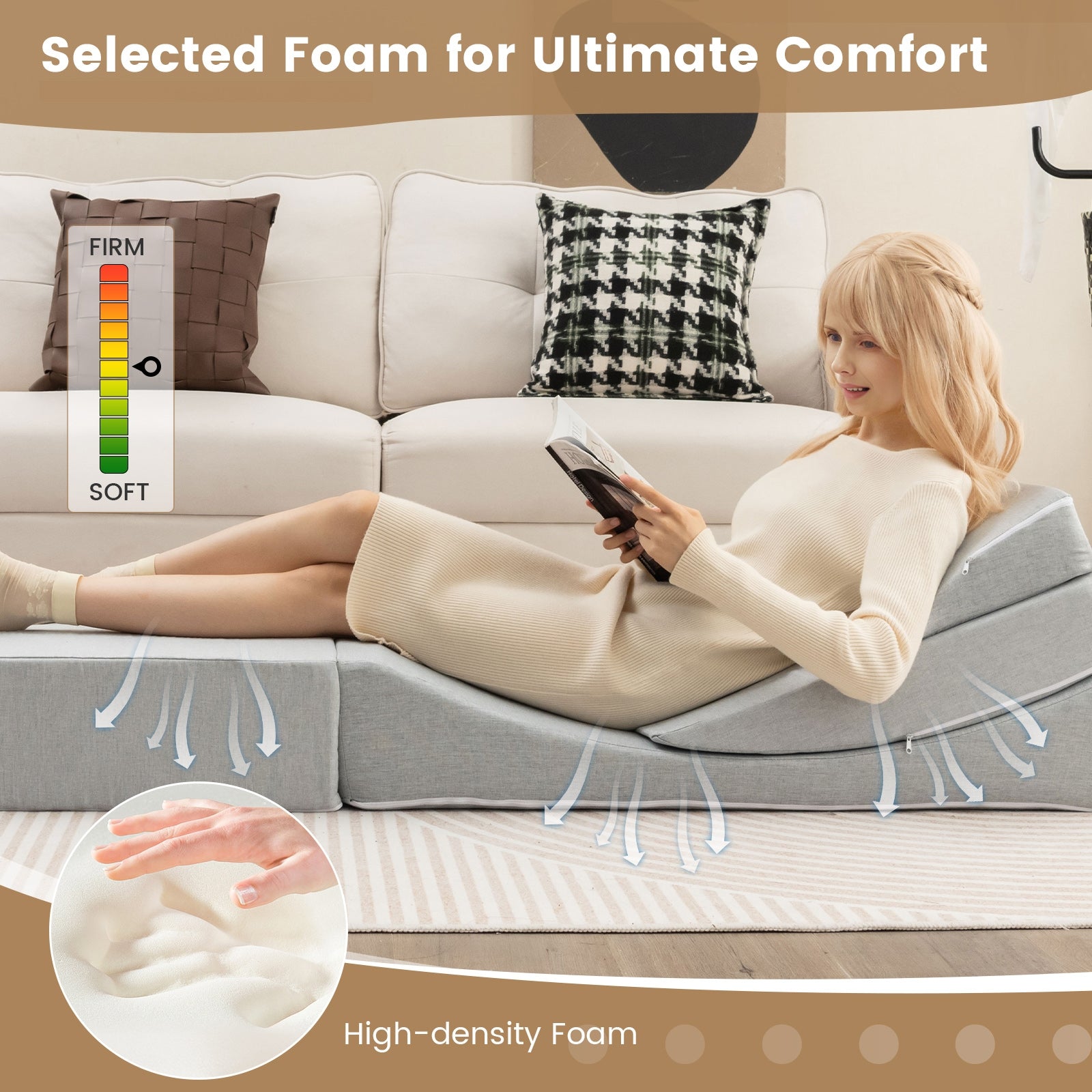 4-in-1 Convertible Folding Sofa Bed, High-Density Foam, Gray Bedding at Gallery Canada