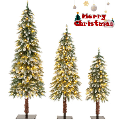Snowy Pre-Lit Christmas Tree Set of 3, Green Christmas Tree at Gallery Canada