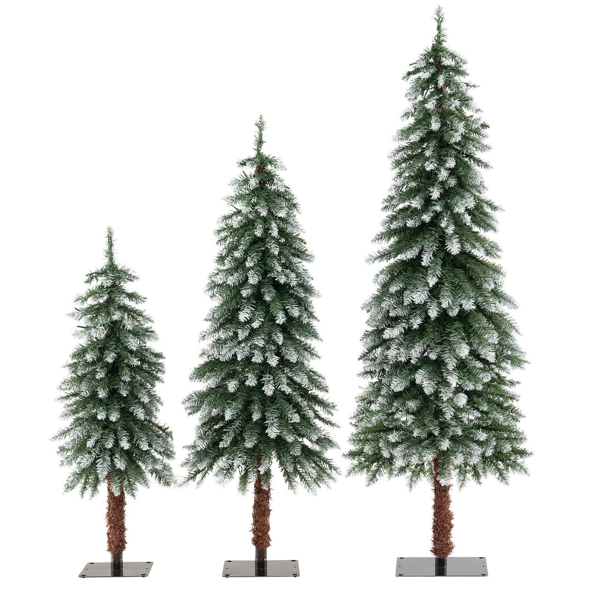 Snowy Pre-Lit Christmas Tree Set of 3, Green Christmas Tree at Gallery Canada