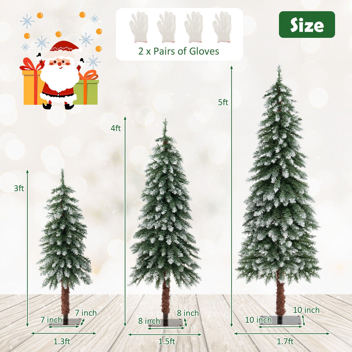 Snowy Pre-Lit Christmas Tree Set of 3, Green Christmas Tree at Gallery Canada