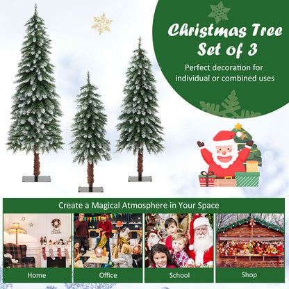Snowy Pre-Lit Christmas Tree Set of 3, Green Christmas Tree at Gallery Canada