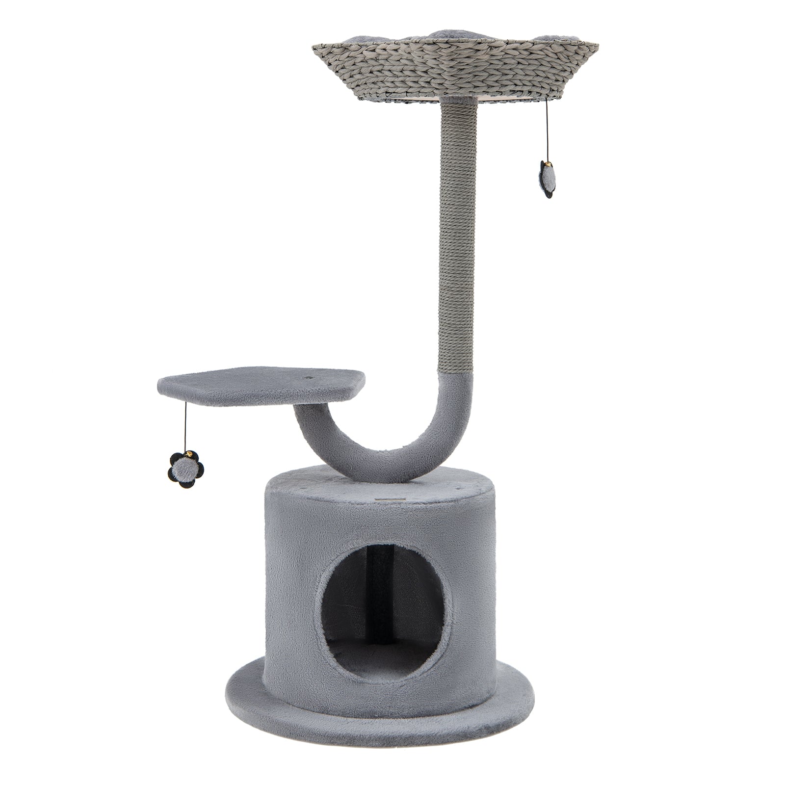 42 Inch Cat Tree, Curved Metal Frame, Sisal Scratching Board, Gray Cat Trees Condos & Scratchers at Gallery Canada