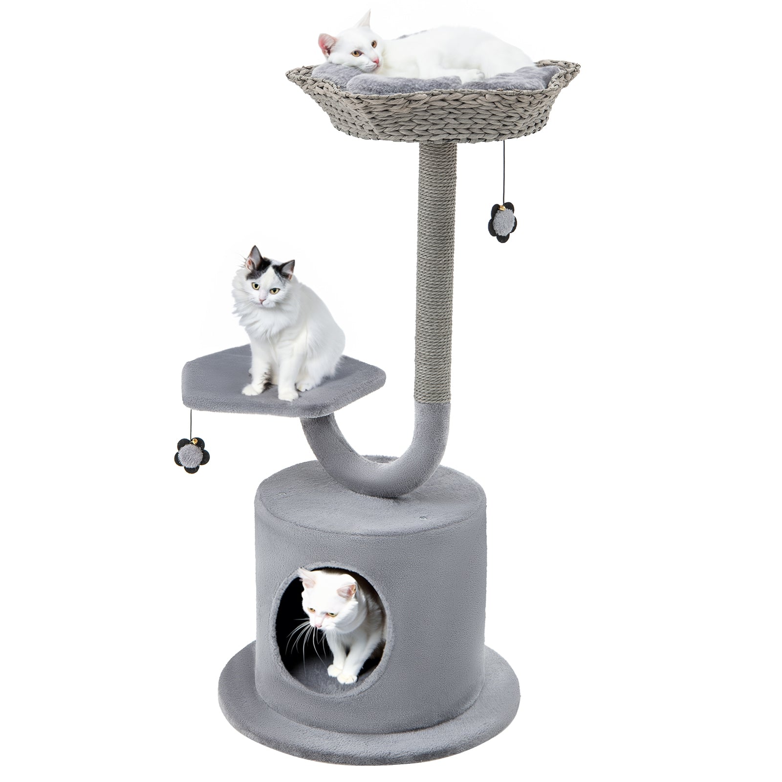 42 Inch Cat Tree, Curved Metal Frame, Sisal Scratching Board, Gray Cat Trees Condos & Scratchers at Gallery Canada