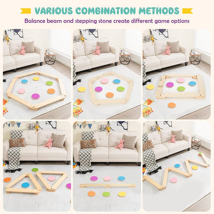 Kids Wooden Balance Beam, 12-Piece, Natural Toy Sports at Gallery Canada