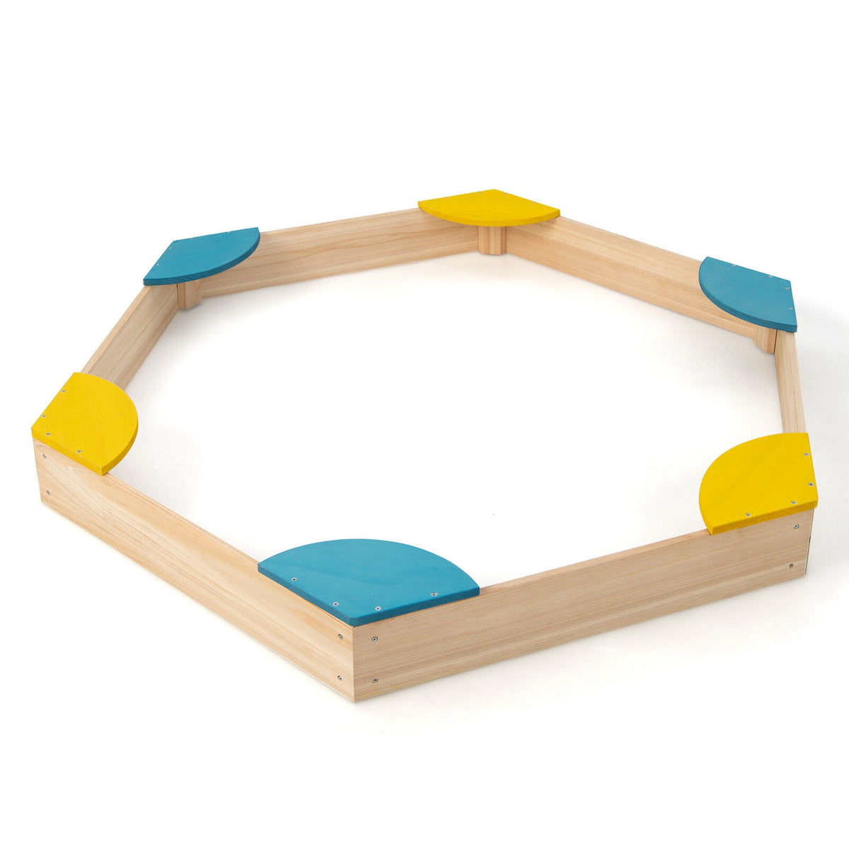 Outdoor Solid Wood Sandbox, 6 Fan-Shaped Seats, Multicolor Sandboxes at Gallery Canada