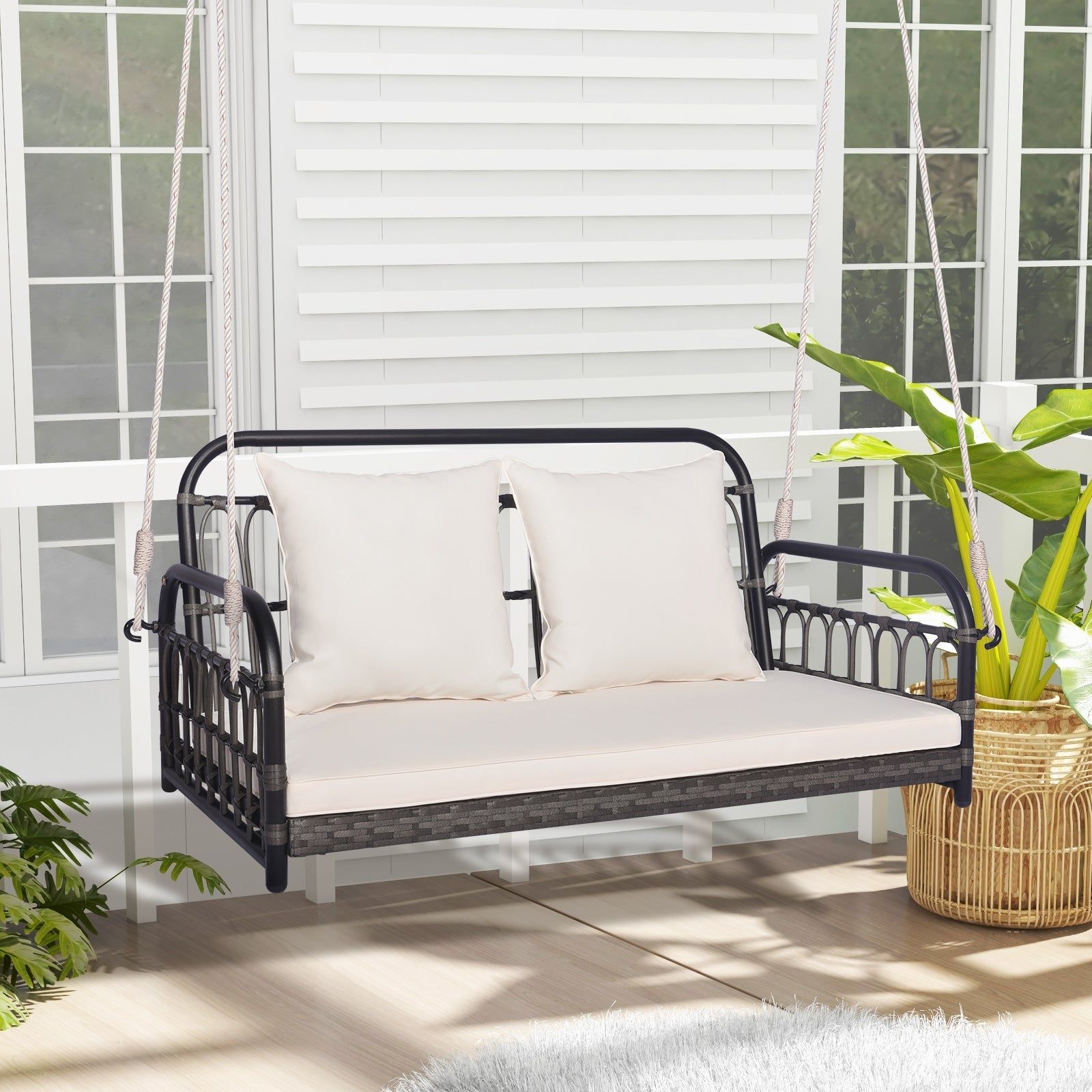 2-Person Outdoor Hanging Chair, Gray Porch Swings at Gallery Canada
