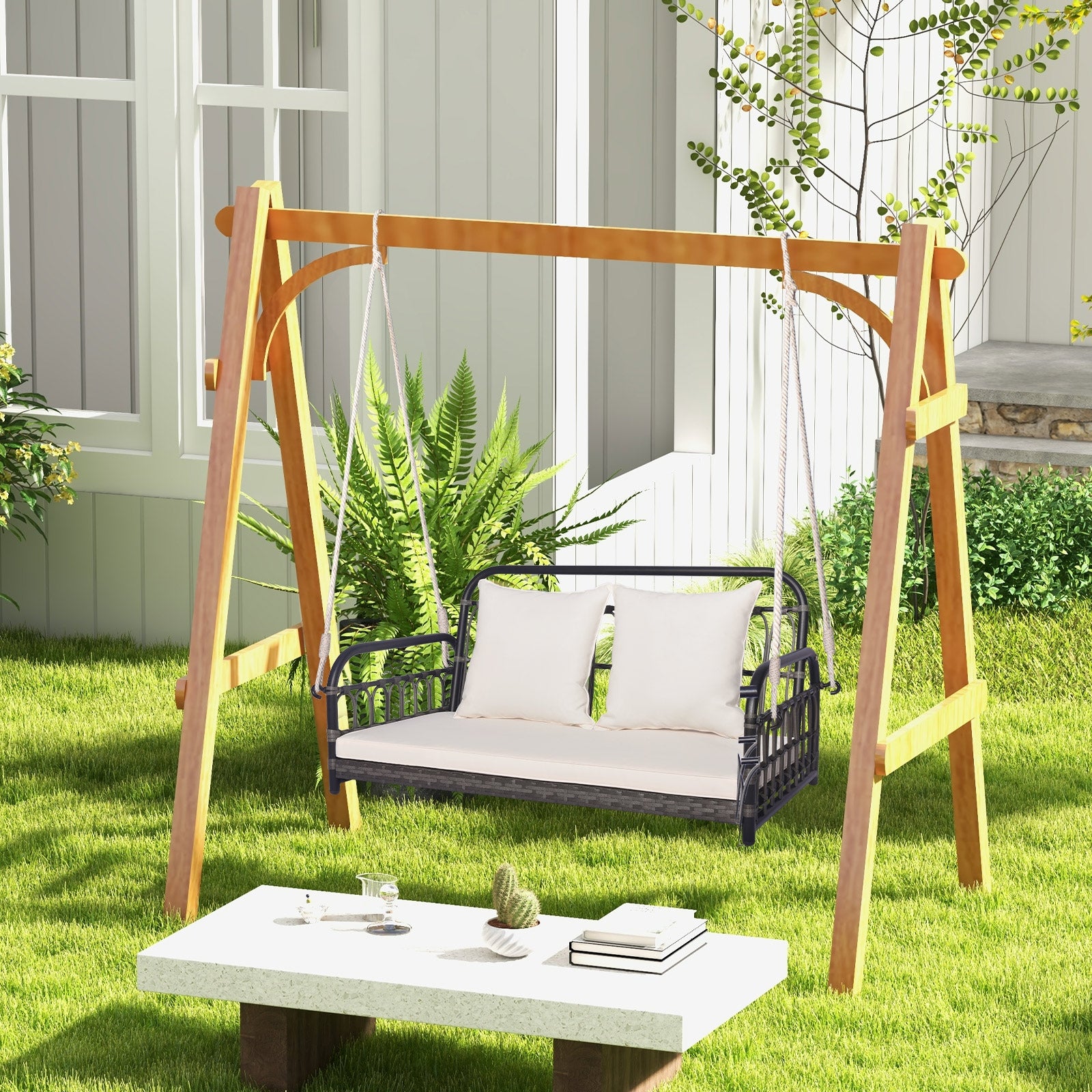 2-Person Outdoor Hanging Chair, Gray Porch Swings at Gallery Canada