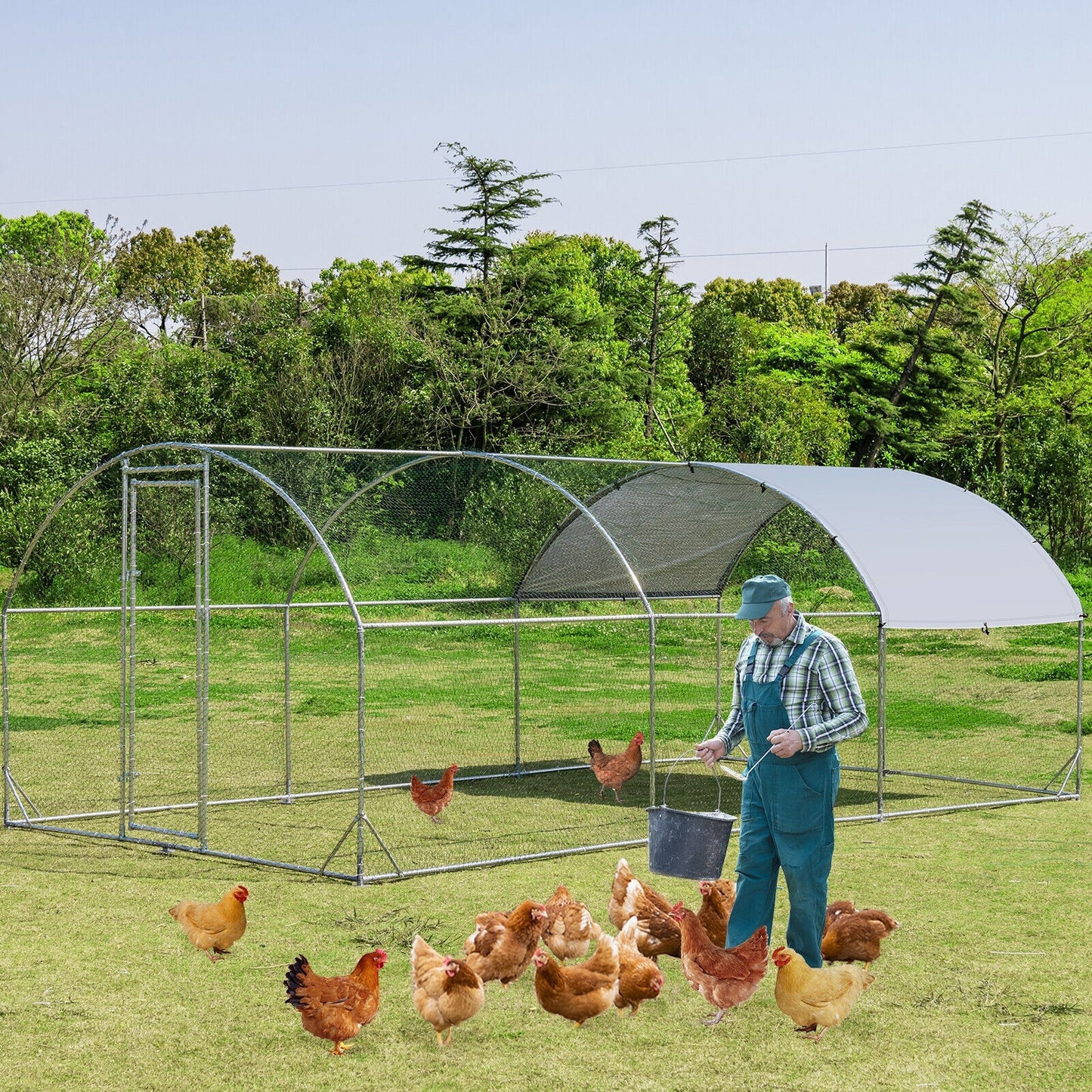 6.2 Feet/12.5 Feet/19 Feet Large Metal Chicken Coop Outdoor Galvanized Dome Cage with Cover-L, Black Chicken Coops at Gallery Canada
