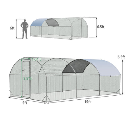6.2 Feet/12.5 Feet/19 Feet Large Metal Chicken Coop Outdoor Galvanized Dome Cage with Cover-L, Black Chicken Coops at Gallery Canada
