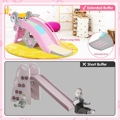 4-In-1 Toddler Slide, Rocking Horse Playset With Basketball Hoop, Pink Climbers & Slides at Gallery Canada